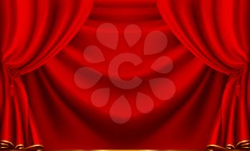 Red theater curtain, vector