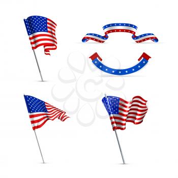 American flags, set