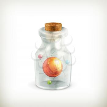 Atom in a bottle, vector icon