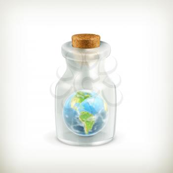 Earth in a bottle, vector icon