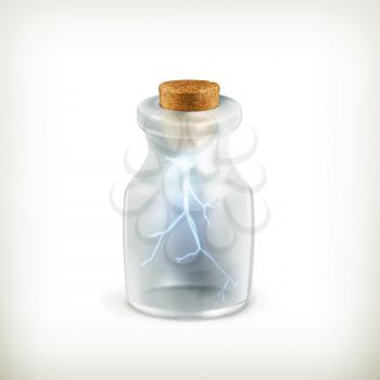 Lightning in a bottle, vector icon