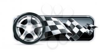 Racing banner with car wheel
