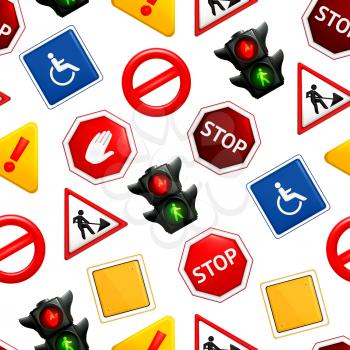 Road signs, seamless pattern