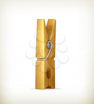 Wooden clothespin, vector