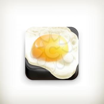 Fried egg app icon, vector