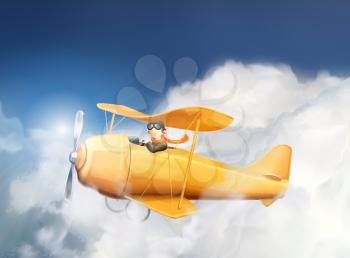 Aircraft in the clouds, vector illustration