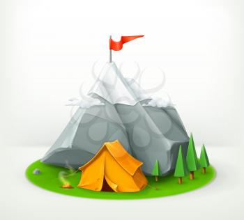 A journey to the mountains, vector icon