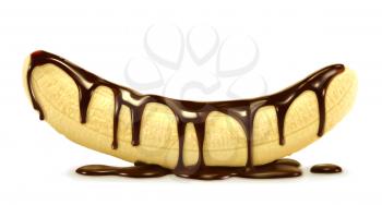 Banana in chocolate, vector illustration