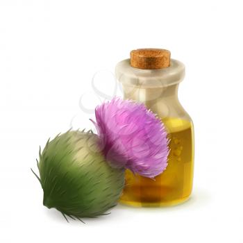 Burdock oil, natural cosmetics vector illustration