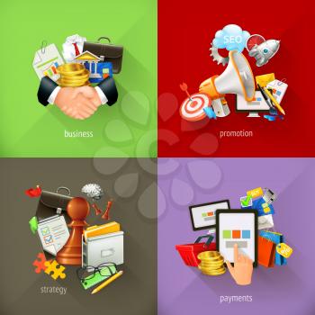 Business concepts, 3d vector icons