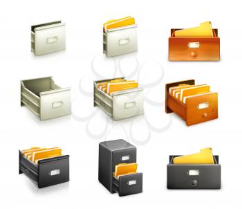 Card catalog, set of vector icons