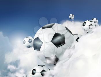 Football in the clouds vector illustration