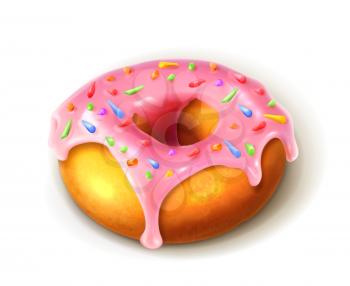 Glazed ring doughnut, detailed vector