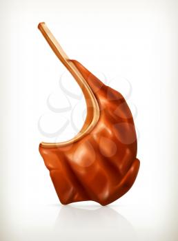 Grilled meat rib, vector icon