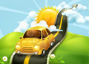 Road to clouds, vector illustration