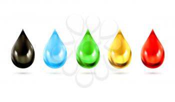 Set of multicolored droplets, vector icons