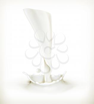 Splashes of milk, vector illustration isolated on white background