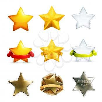 Stars icon set, vector