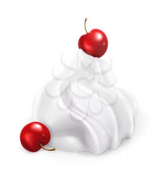 Whipped cream with berries, vector illustration