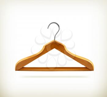 Wooden clothes hangers vector icon