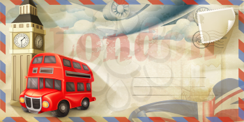 Background travel, London vector postcard