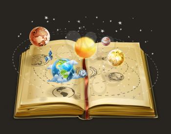 Book on astronomy, vector icon