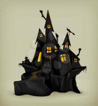 Halloween, witch castle vector silhouette