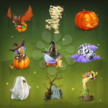 Happy Halloween set of vector icons