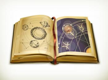 Old book, astrology vector icon