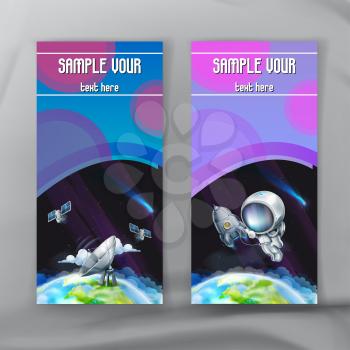 Set of space flyers, brochure template, vector design