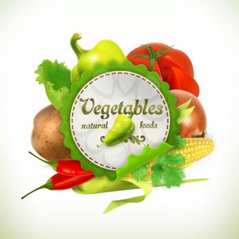 Vegetables, vector label