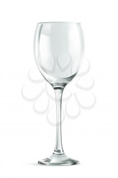 Classic empty wine glass, necessary accessories for parties, isolated on white vector illustration