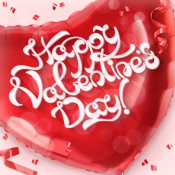 Happy Valentin Day. Red heart toy balloon 3d vector