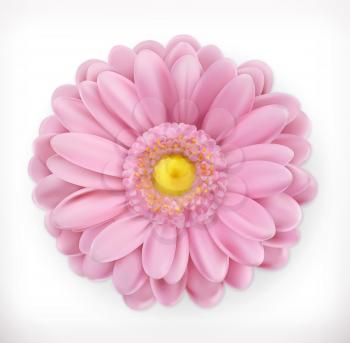 Spring pink flower, 3d vector icon