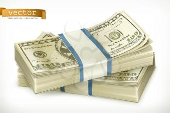 Stack of money. 3d vector icon