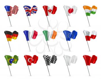 Various flags, 3d vector icon set