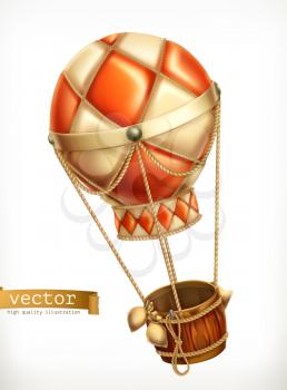 Hot air balloon, 3d vector icon