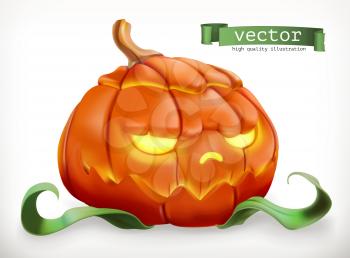 Carved pumpkin. Happy Halloween, 3d vector icon