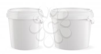 Packaging building and sanitary. White plastic bucket. 3d realism, vector mockup
