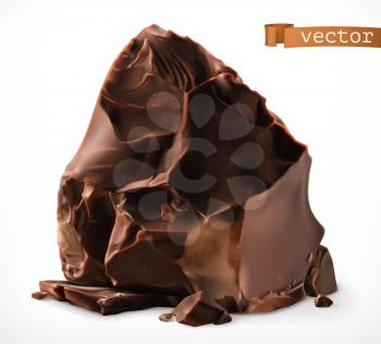 Dark chocolate pieces. 3d realistic vector icon