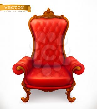 Royal chair. 3d vector icon