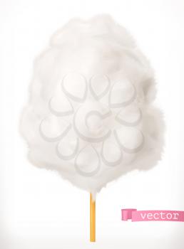 White cotton candy. Sugar clouds 3d vector icon