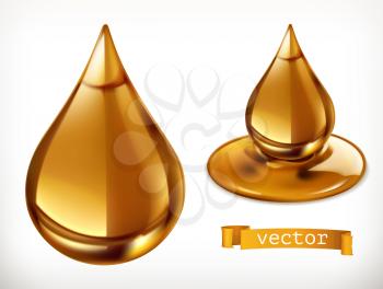Honey drop. 3d vector icon set