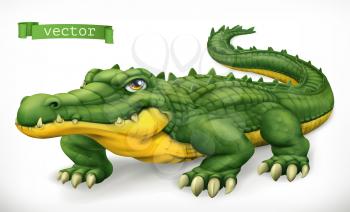 Crocodile, alligator. Funny character. Animal 3d vector icon