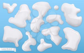 Milk drops. 3d realistic vector set
