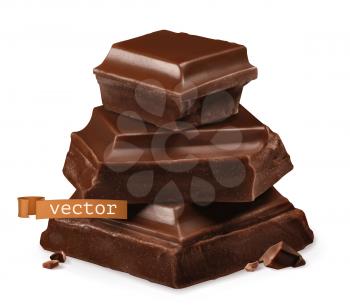 Chocolate pieces 3d realistic vector icon