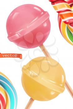 Lollipop candy, 3d realistic vector icon