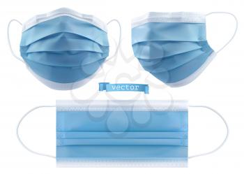 Medical mask, surgical mask, virus and infection protection. 3d realistic vector objects