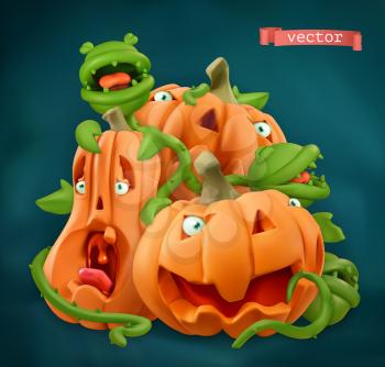 Halloween. Pumpkin cartoon characters. 3d vector icon