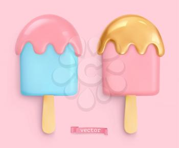 Ice cream. 3d vector realistic objects